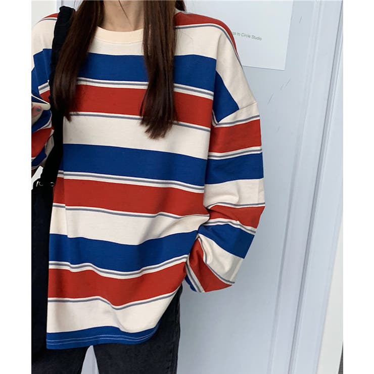 ボーダー柄 スウェット 配色 トレーナー | Miniministore | 詳細画像4 