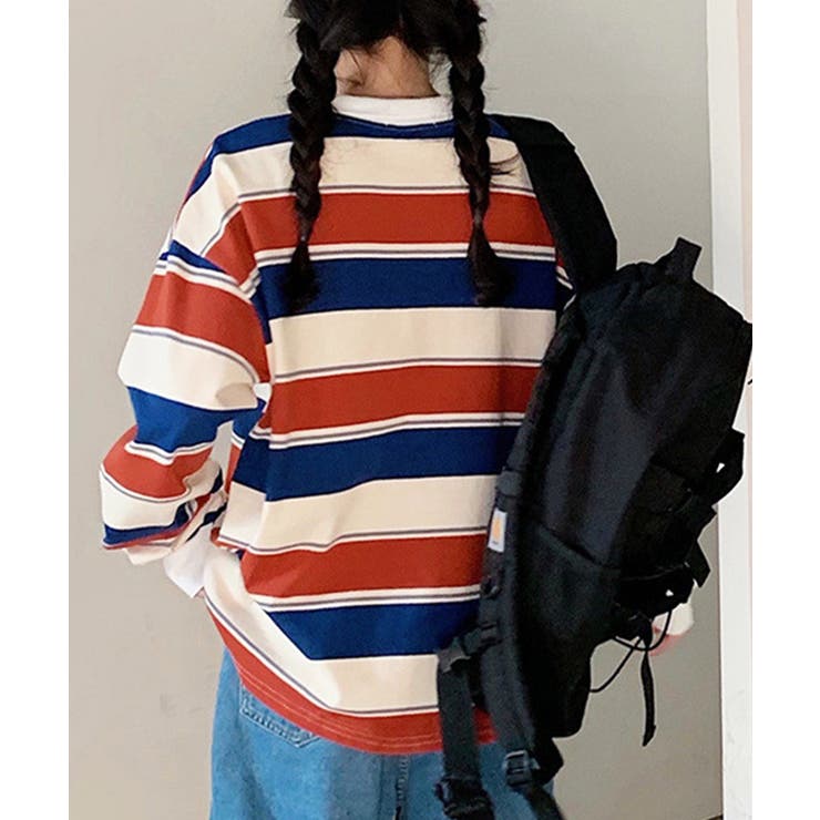 ボーダー柄 スウェット 配色 トレーナー | Miniministore | 詳細画像7 