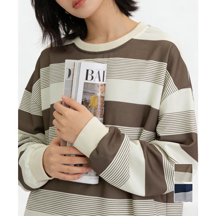 ボーダー柄Ｔシャツカットソープルオーバー | Miniministore | 詳細画像1 