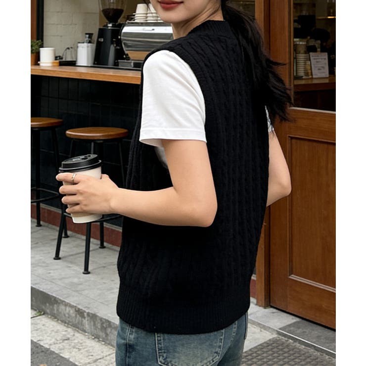 ニットベスト ケーブル編み 重ね着韓国風 | Miniministore | 詳細画像9 