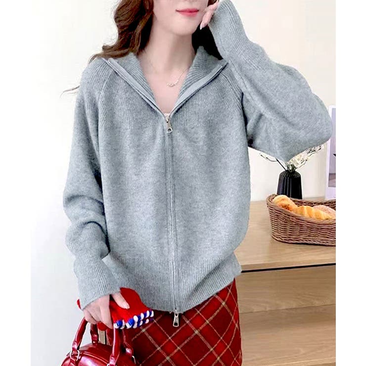 ダブルジップニットカーディガン 羽織 春 | Miniministore | 詳細画像3 