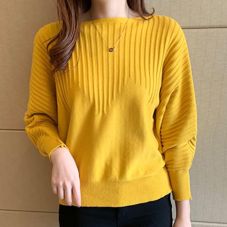 itdogs イエローのニットトップス Mサイズ セール】mio yanase / Vneck knit top ブイネックニットトップス