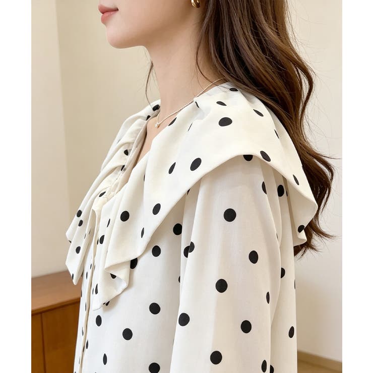 ドット柄シャツブラウスビッグカラー春夏秋 | Miniministore | 詳細画像4 