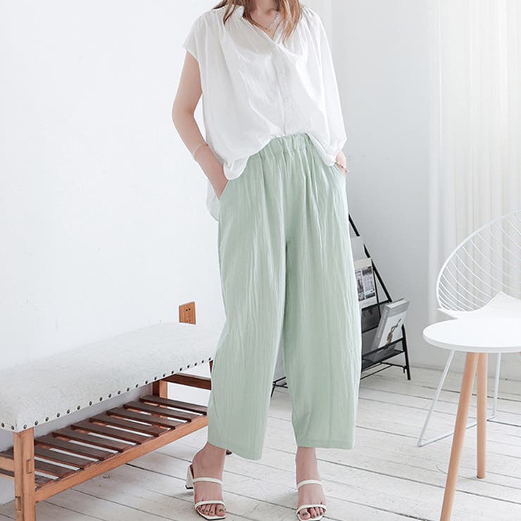 2色 ロングパンツ ワイドレッグ ゆったり シンプル プリーツ cj-fi-may12_0.jpg