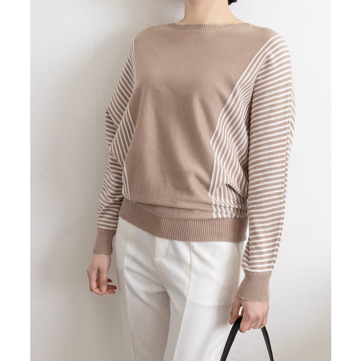 ストライプ配色ドルマンニット体型カバー春 | Miniministore | 詳細画像11 