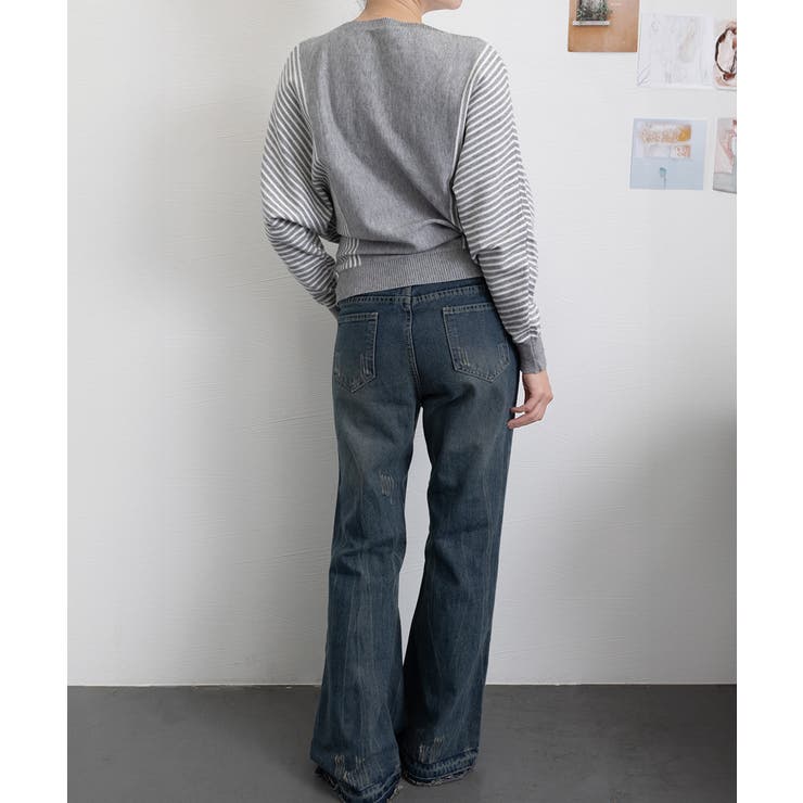 ストライプ配色ドルマンニット体型カバー春 | Miniministore | 詳細画像16 