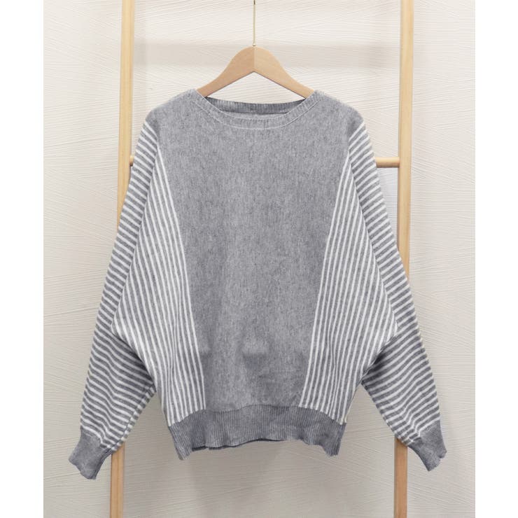 ストライプ配色ドルマンニット体型カバー春 | Miniministore | 詳細画像18 