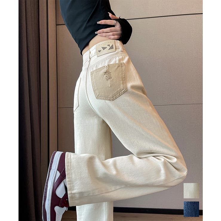 ハイウエストデニムパンツ ジーンズ 美脚 | Miniministore | 詳細画像1 