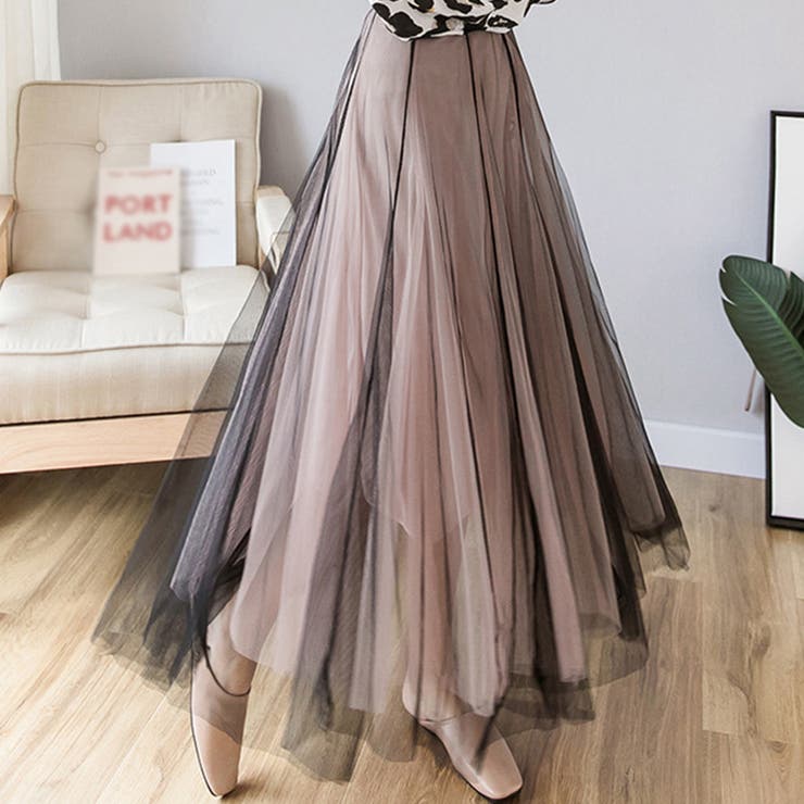 チュールスカート ロング ふんわり 夏[品番：II000007180