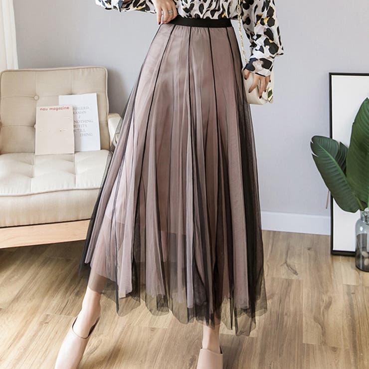 チュールスカート ロング ふんわり 夏[品番：II000007180