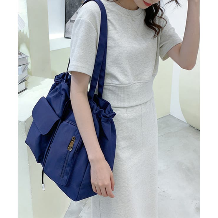ロイヤルブルー | ナイロン巾着バッグ トートバッグ 大容量 | Miniministore
