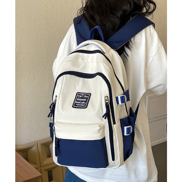 ネイビー | リュックサックバイカラーデイバッグ大容量 | Miniministore