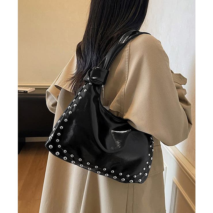 ブラック | スタッズワンショルダーバッグ肩掛けバッグ | Miniministore