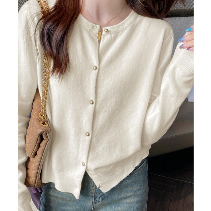 アイボリー | 金ボタンショートニットカーディガン韓国風 | Miniministore