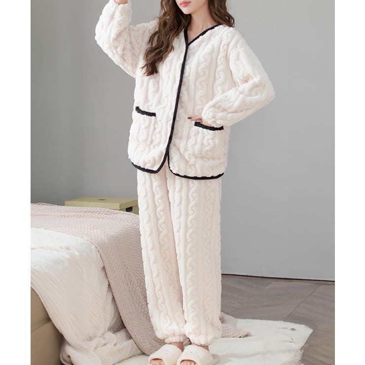 アイボリー | フリースパジャマセット レディース部屋着 | Miniministore