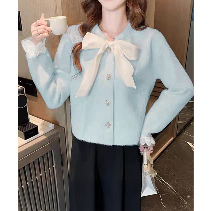 スカイブルー | ボウダイ ニットトップス シャギーニット | Miniministore