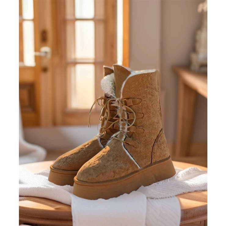 キャメル | ボアムートンブーツ裏起毛 厚底ブーツ冬靴 | SUNSHINE CLOSET