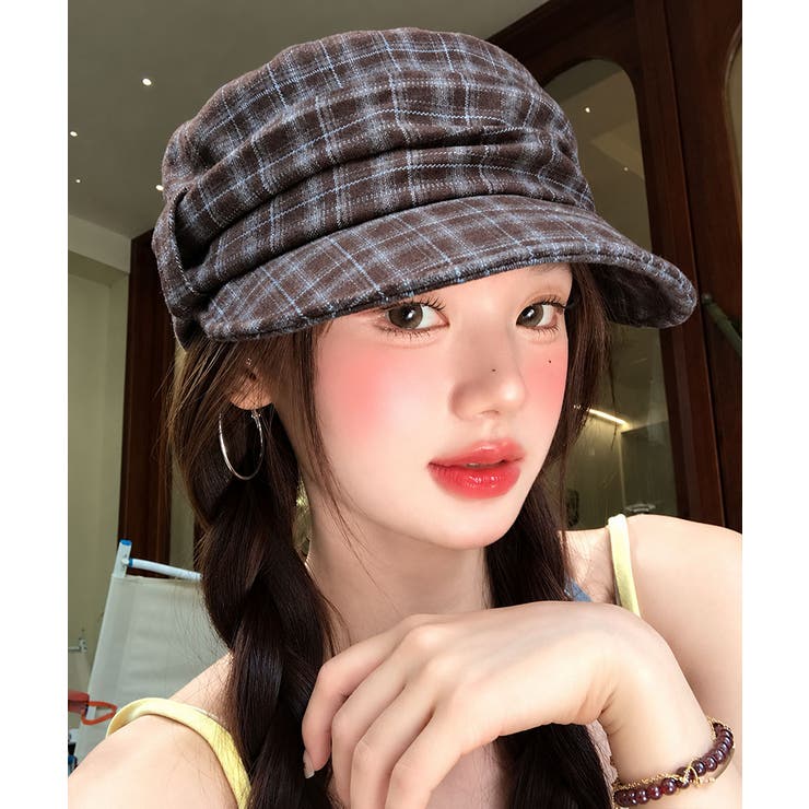ブラウン | クラシカルマリンキャップレディースウールライクツイード調大人可愛いキャスケットハ… | SUNSHINE CLOSET