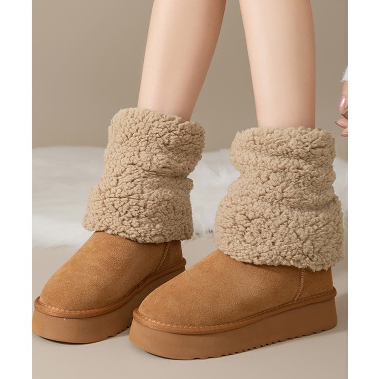 ベージュ | ボアレッグウォーマーもこもこレッグカバー | Miniministore