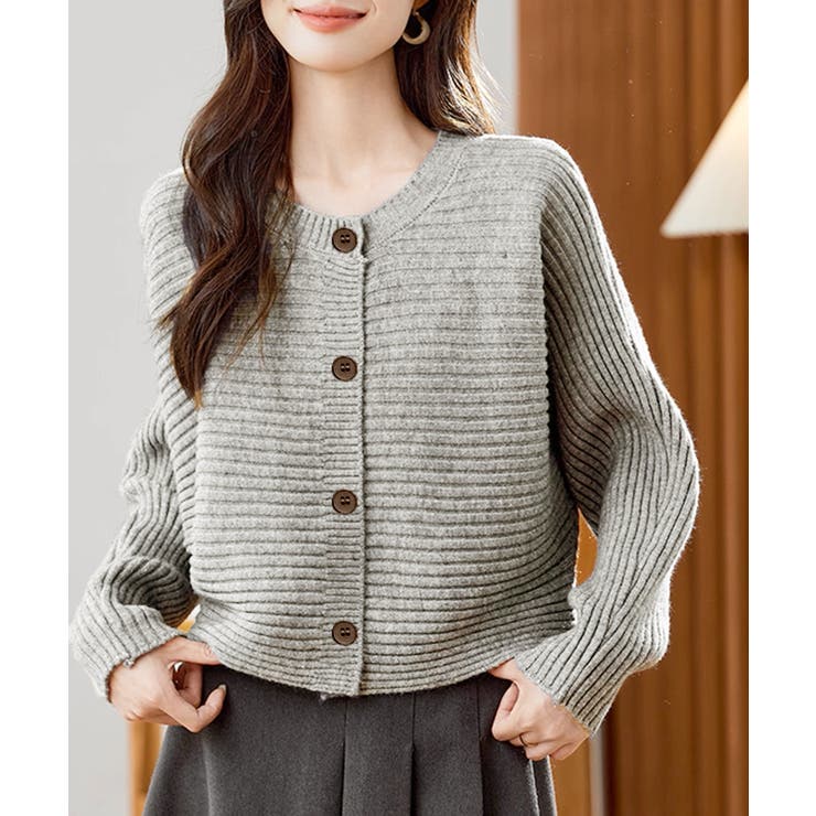 グレー | ドルマンニットトップス ショート丈ニット | Miniministore