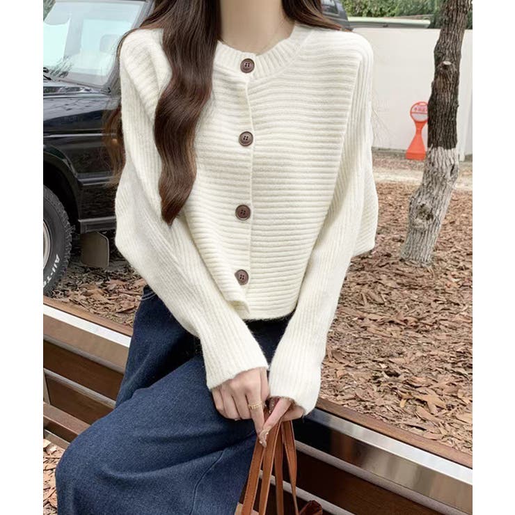 ホワイト | ドルマンニットトップス ショート丈ニット | Miniministore