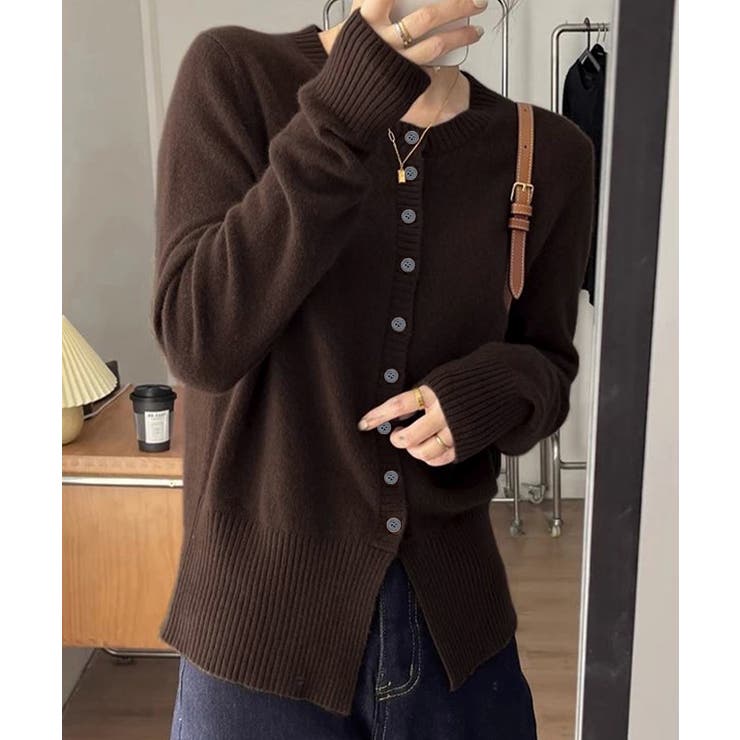 ブラウン | ニットセーターフロントボタンニットカーデ | Miniministore