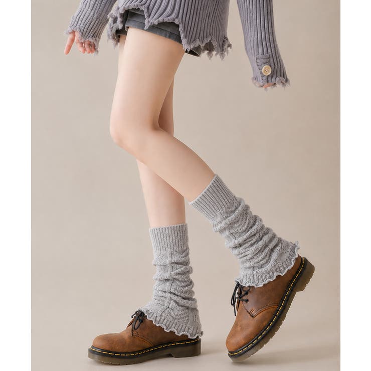 ライトグレー | 秋冬リブ編みニットレッグカバー 暖かルーズソックス韓国ガーリーバレエコア あった… | SUNSHINE CLOSET