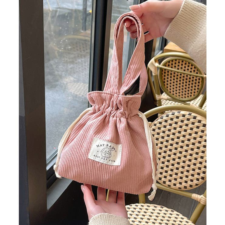 ピンク | ミニトートバッグ コーデュロイ巾着鞄軽量 | Miniministore