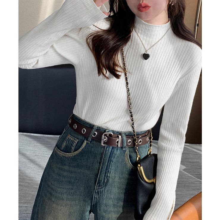 モックネック ニットトップス 長袖秋冬服 | Miniministore | 詳細画像10 