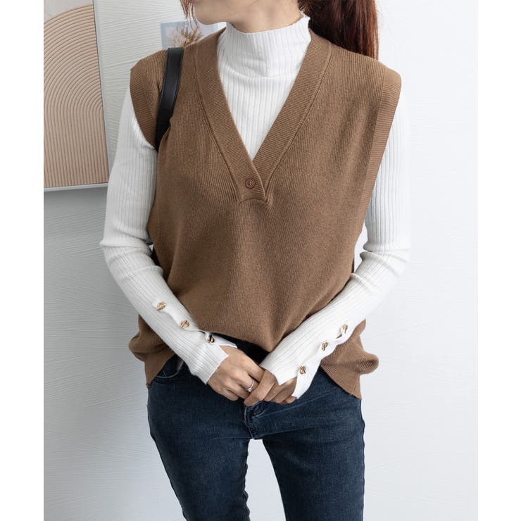 モックネック ニットトップス 長袖秋冬服 | Miniministore | 詳細画像14 