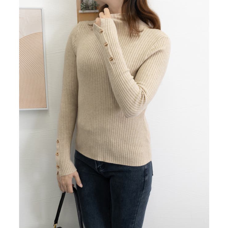 モックネック ニットトップス 長袖秋冬服 | Miniministore | 詳細画像15 