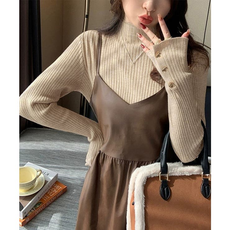 モックネック ニットトップス 長袖秋冬服 | Miniministore | 詳細画像2 