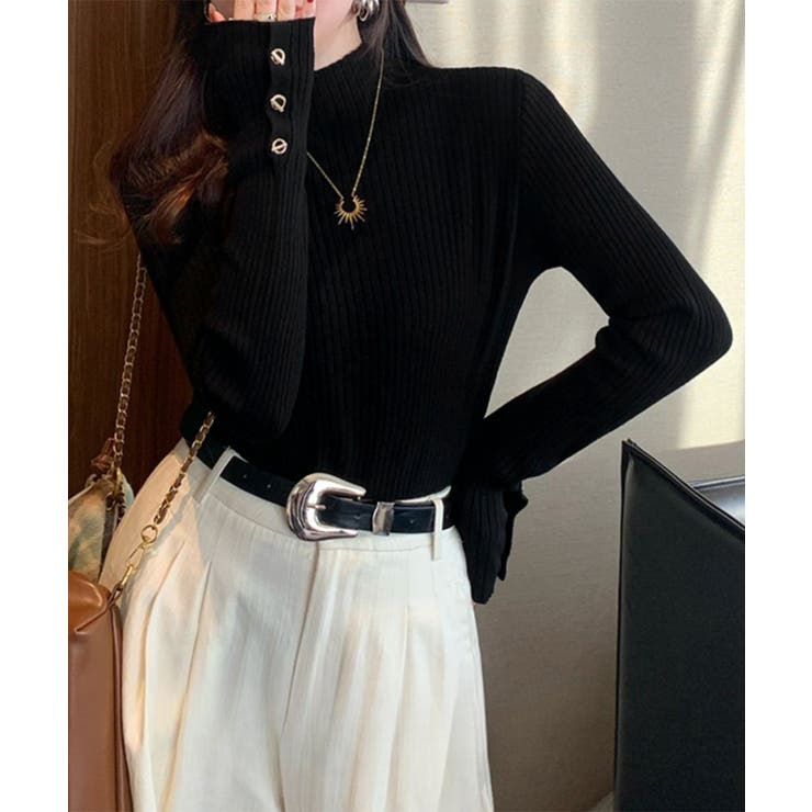 モックネック ニットトップス 長袖秋冬服 | Miniministore | 詳細画像5 