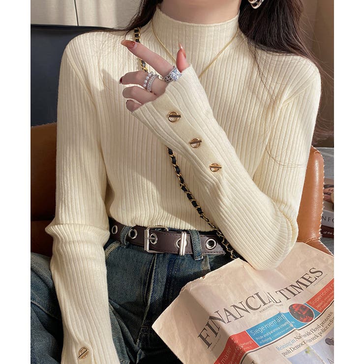 モックネック ニットトップス 長袖秋冬服 | Miniministore | 詳細画像9 