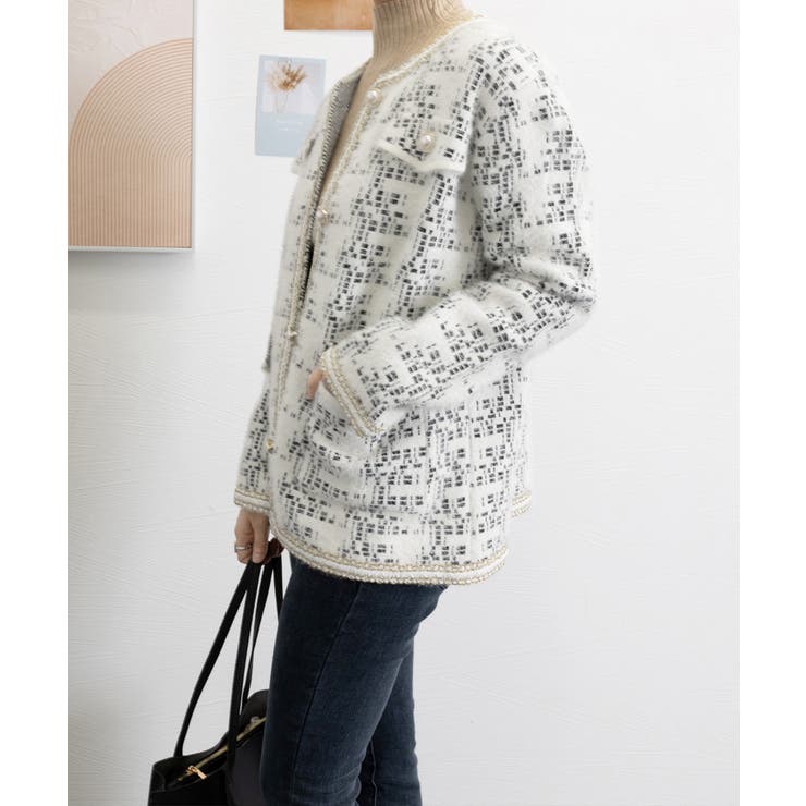 IENA（イエナ）の「Marin Tweed ジャケット.S（ノーカラー