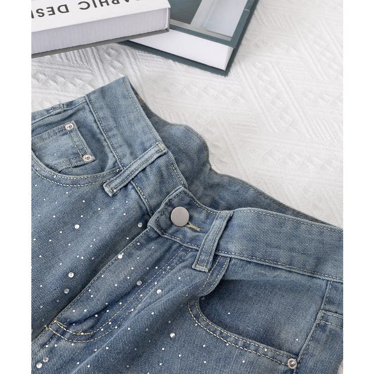 キラキラデニムパンツラインストーンデニム | Miniministore | 詳細画像29 