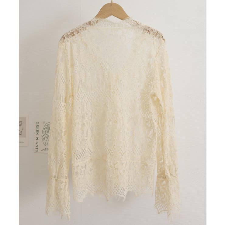 総レースブラウスVネックシースルーシャツ | Miniministore | 詳細画像19 