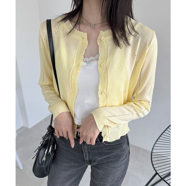 透かし編みニットカーディガンクロップド丈 | Miniministore | 詳細画像26 