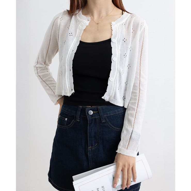 透かし編みニットカーディガンクロップド丈 | Miniministore | 詳細画像28 