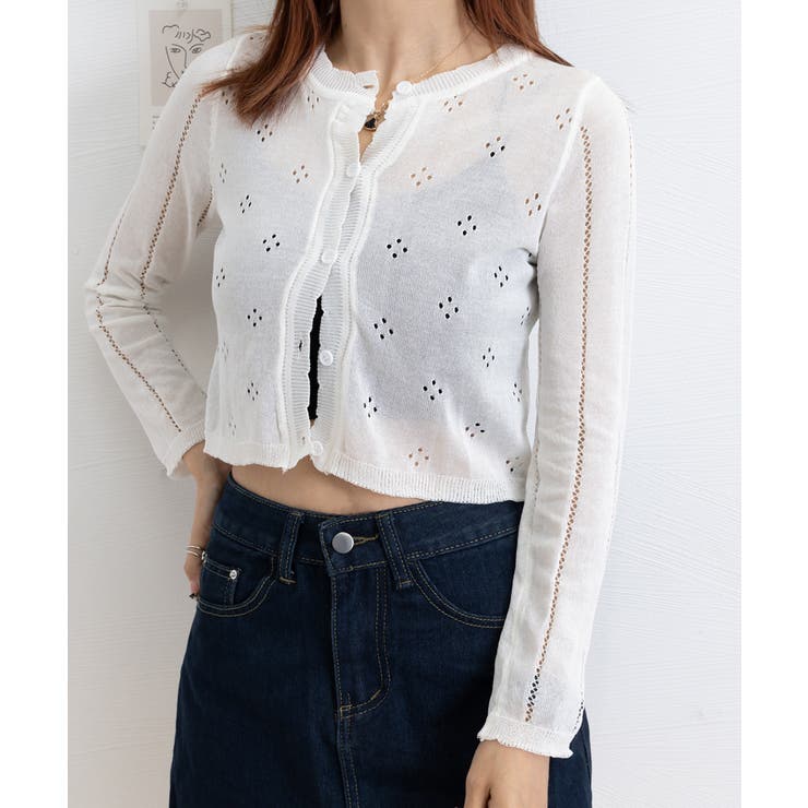 透かし編みニットカーディガンクロップド丈 | Miniministore | 詳細画像29 