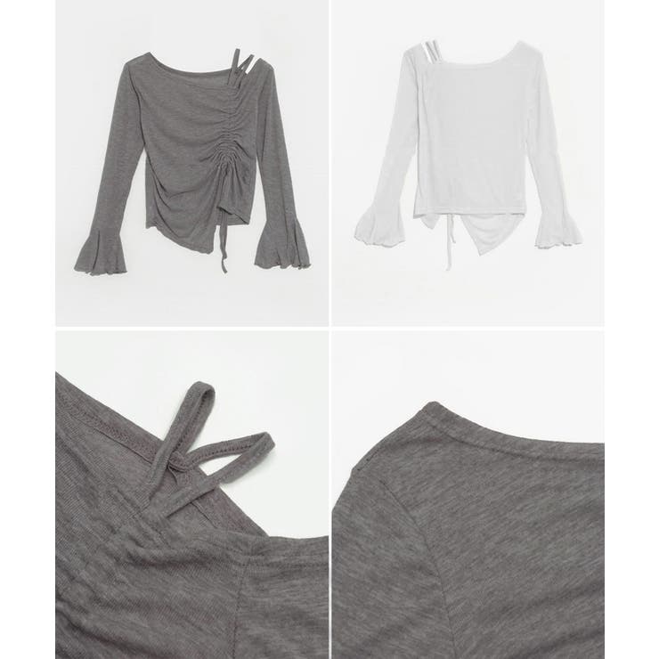 ワンオフショルダーTシャツギャザー 長袖 | Miniministore | 詳細画像16 