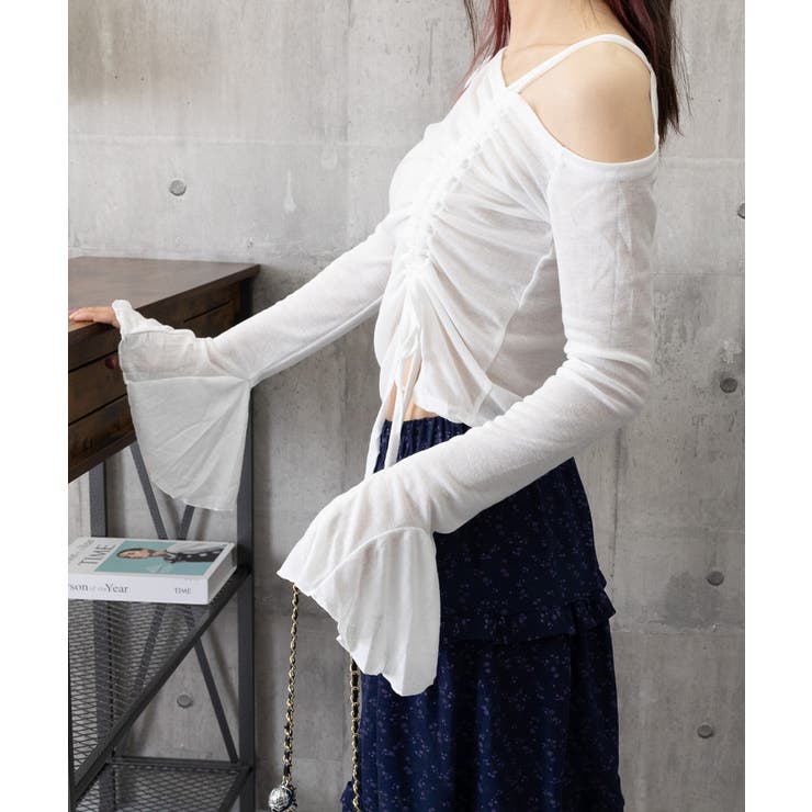 ワンオフショルダーTシャツギャザー 長袖 | Miniministore | 詳細画像22 