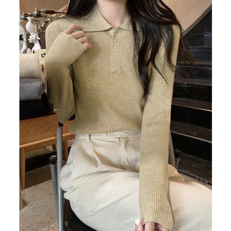 ポロリブニットトップス ベーシック春秋服 | Miniministore | 詳細画像10 