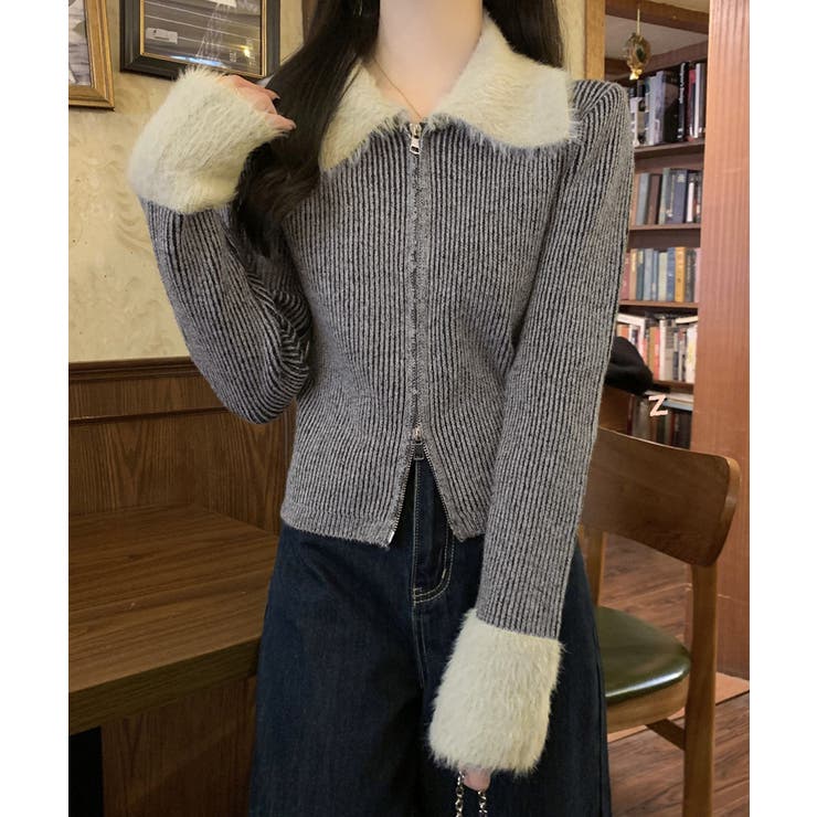 ダブルジップニットカーディガンショート丈 | Miniministore | 詳細画像3 