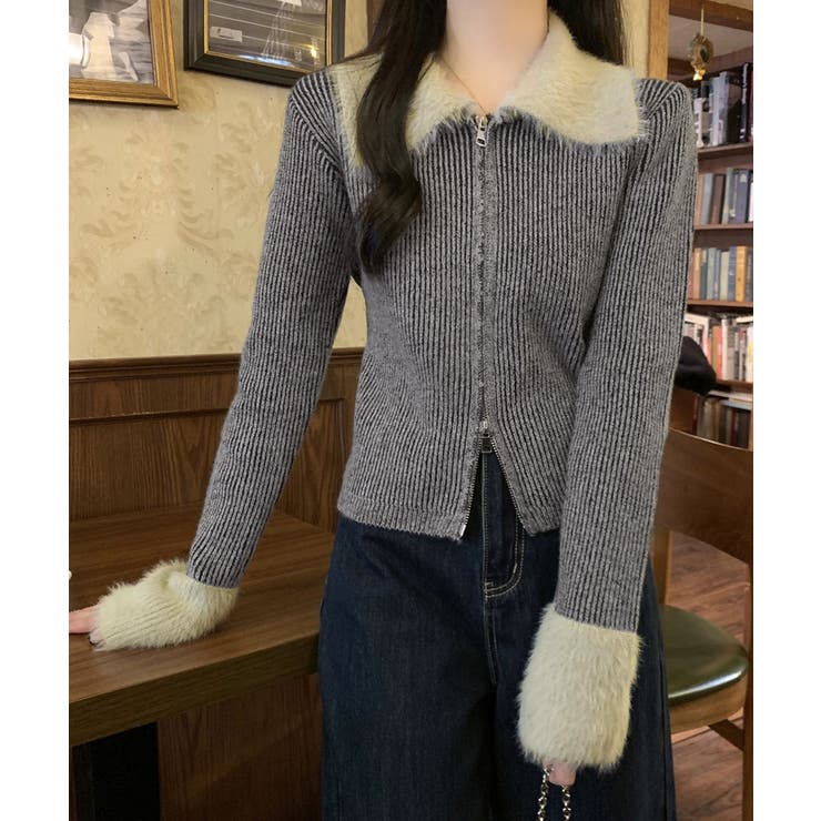 ダブルジップニットカーディガンショート丈 | Miniministore | 詳細画像4 