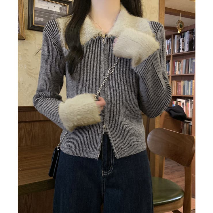 ダブルジップニットカーディガンショート丈 | Miniministore | 詳細画像5 