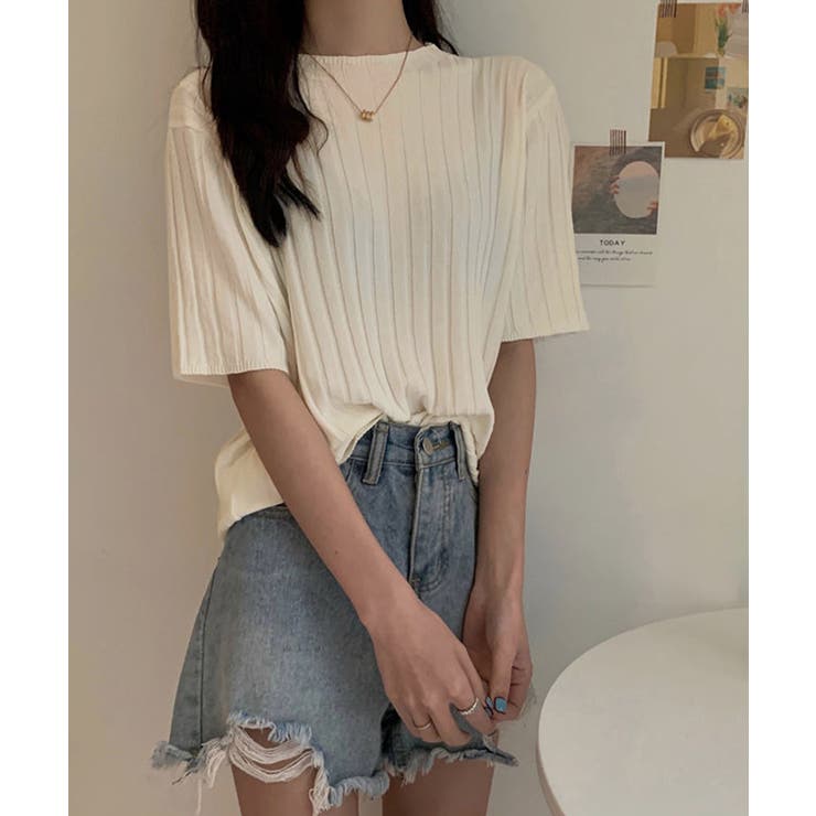 サマーニットトップス半袖 カットソー夏服 | Miniministore | 詳細画像2 
