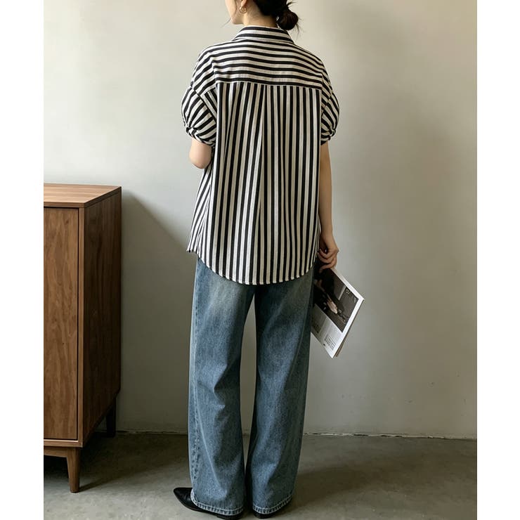 ストライプ半袖シャツレディース体型カバー | Miniministore | 詳細画像13 