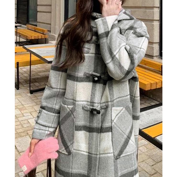 トグルボタンロングコートチェック柄コート | Miniministore | 詳細画像2 