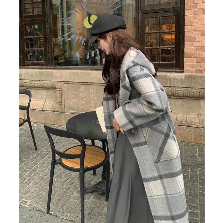トグルボタンロングコートチェック柄コート | Miniministore | 詳細画像5 